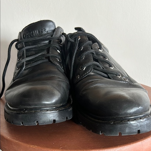Skechers Black Leather Oxfords Classic Design - Picture 4 of 9